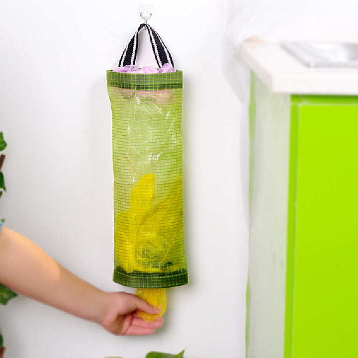 Hanging Mesh Plastic Bag Holder for Kitchen Storage