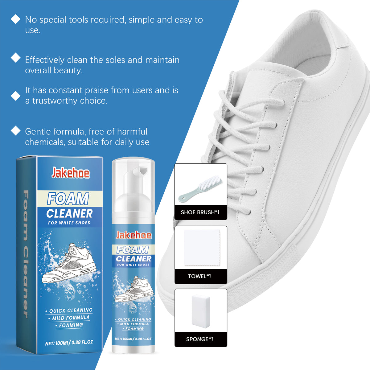 Shoe Cleaner Kit Foam for White Sneaker Stain Removal