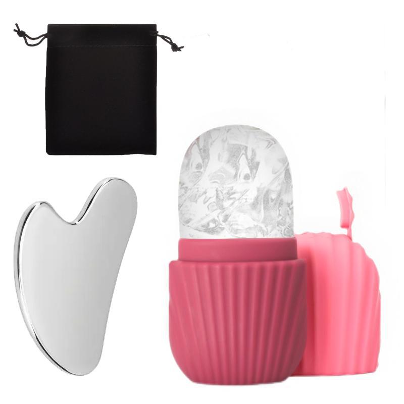 Ice Roller & Gua Sha Set for Face Depuffing & Pain Relief