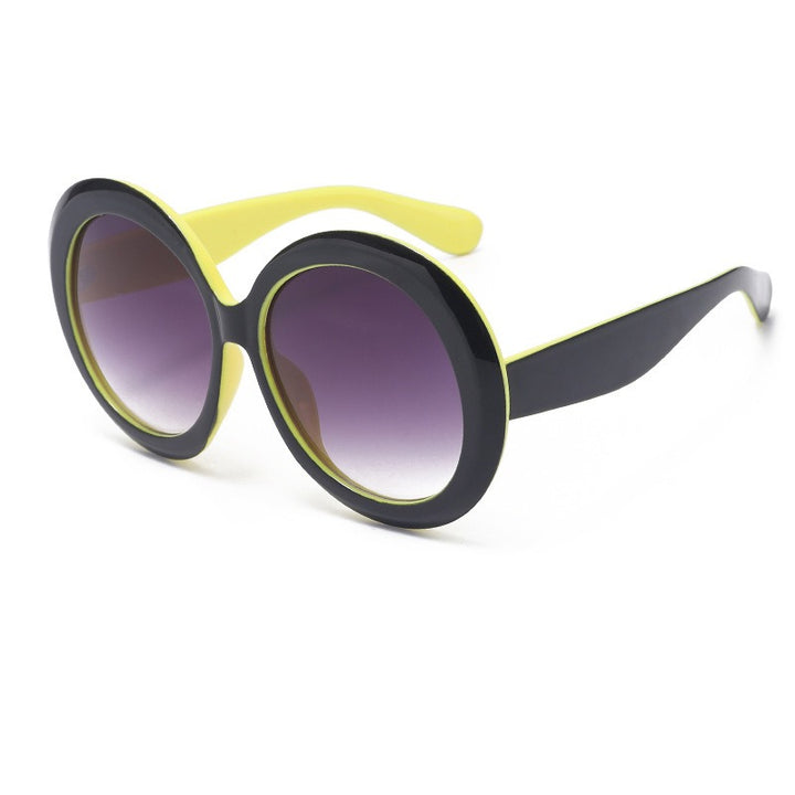 Oversized Round Sunglasses With Dual-Color Frames for Women