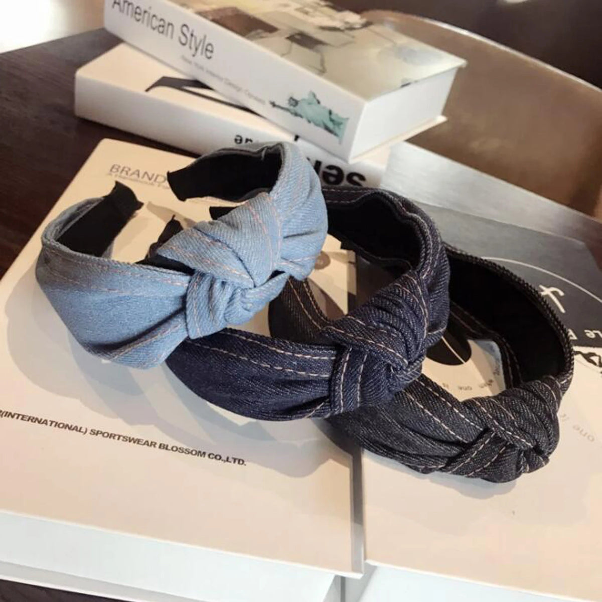 Wide Denim Headband With Knotted Everyday Style