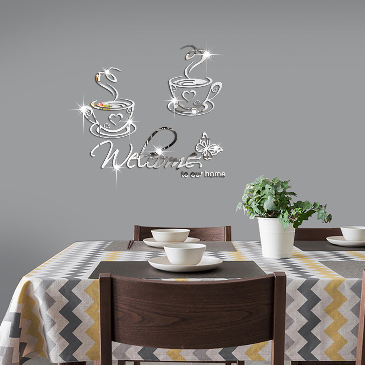 Coffee Mirror Wall Sticker for Elegant Kitchen Decor