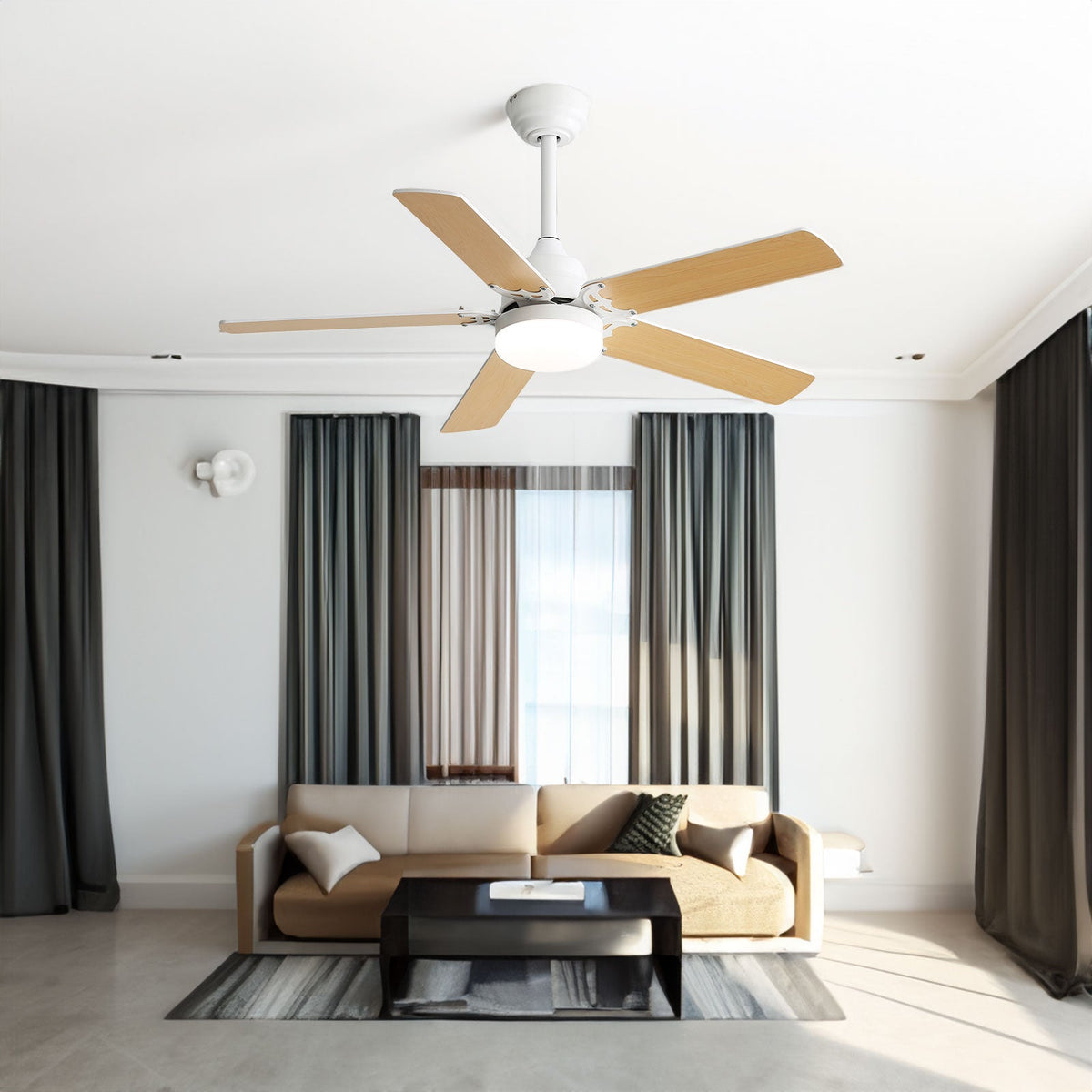 42 Inch Modern Ceiling Fan with Dimmable LED Light