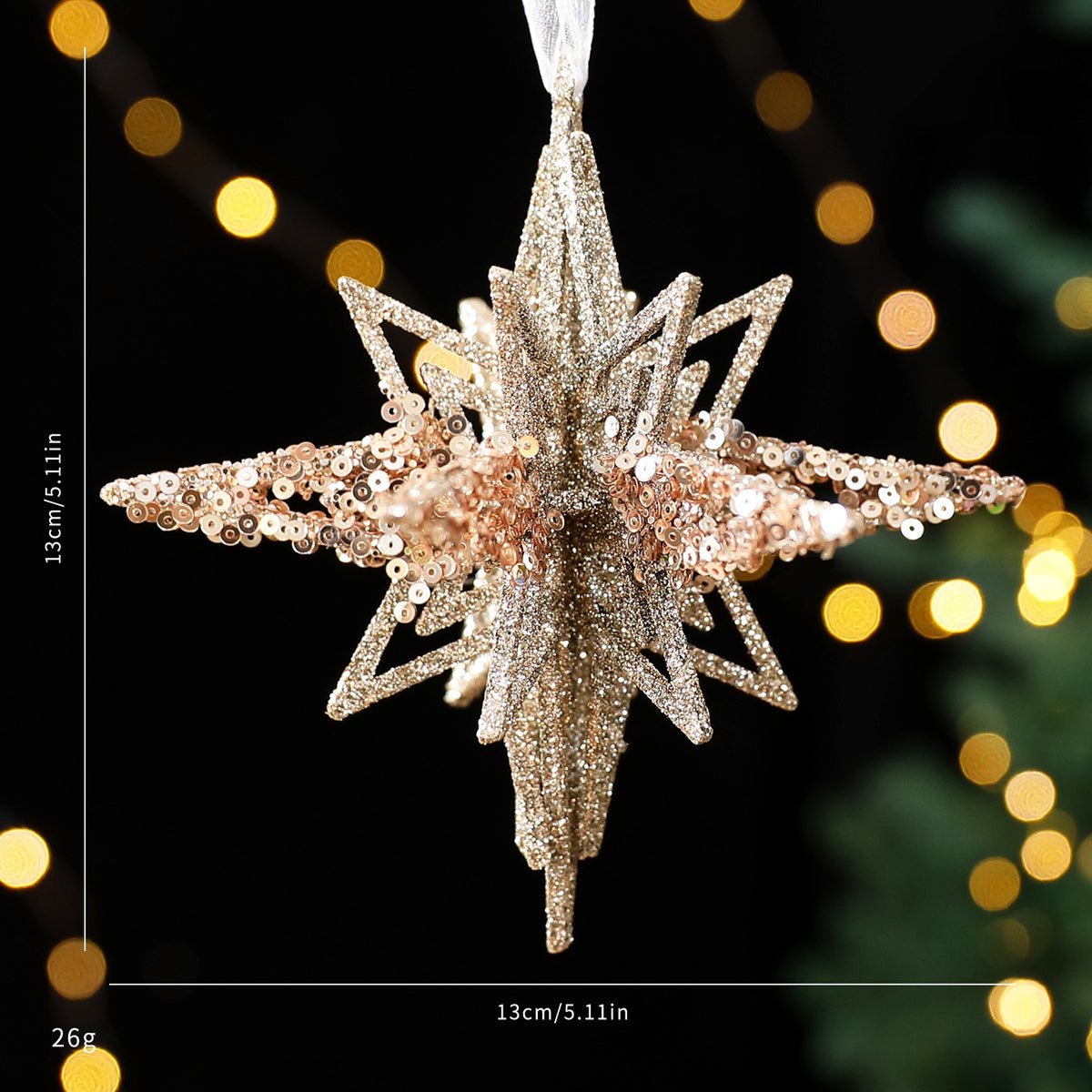 Christmas Tree Ornaments Champagne Gold Sparkling Decor