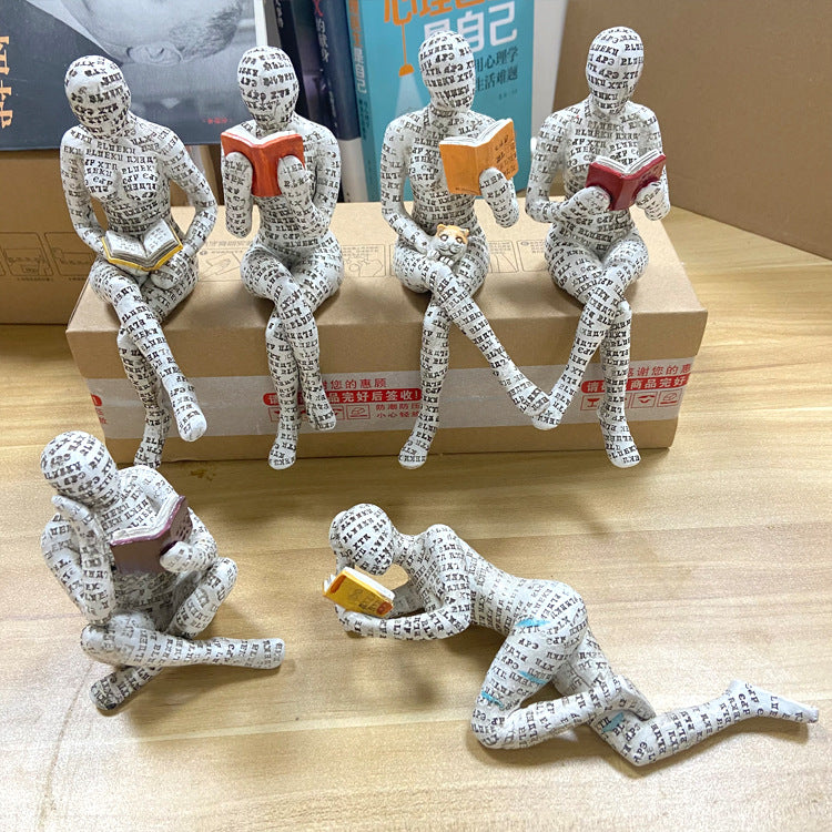 Reading Woman Figurine Literary Bookshelf Decor Accent