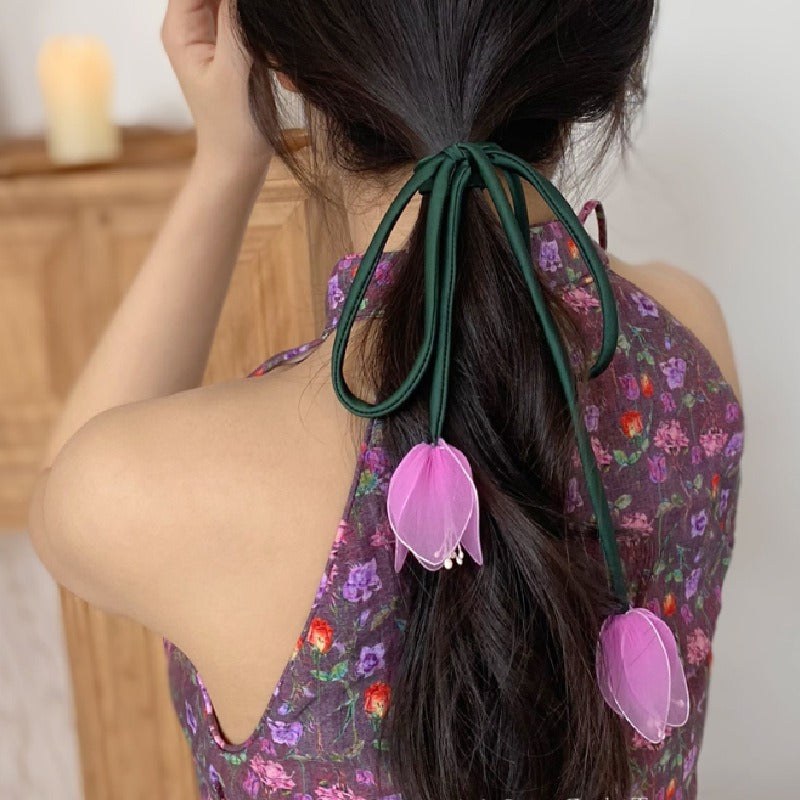 Tulip Hair Loop — Romantic 3D Flower Ponytail Accent