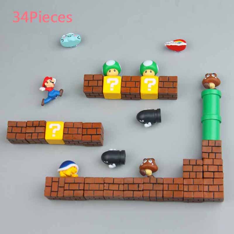 Super Mario Fridge Magnets: 8-Piece 3D Resin Decor Set