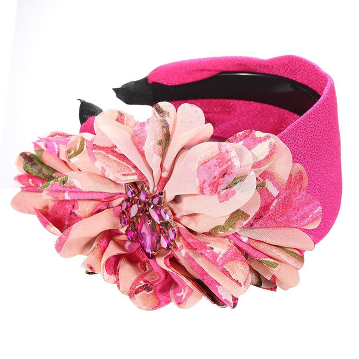 Statement Floral Headband with Anti-Slip Jewel Detail