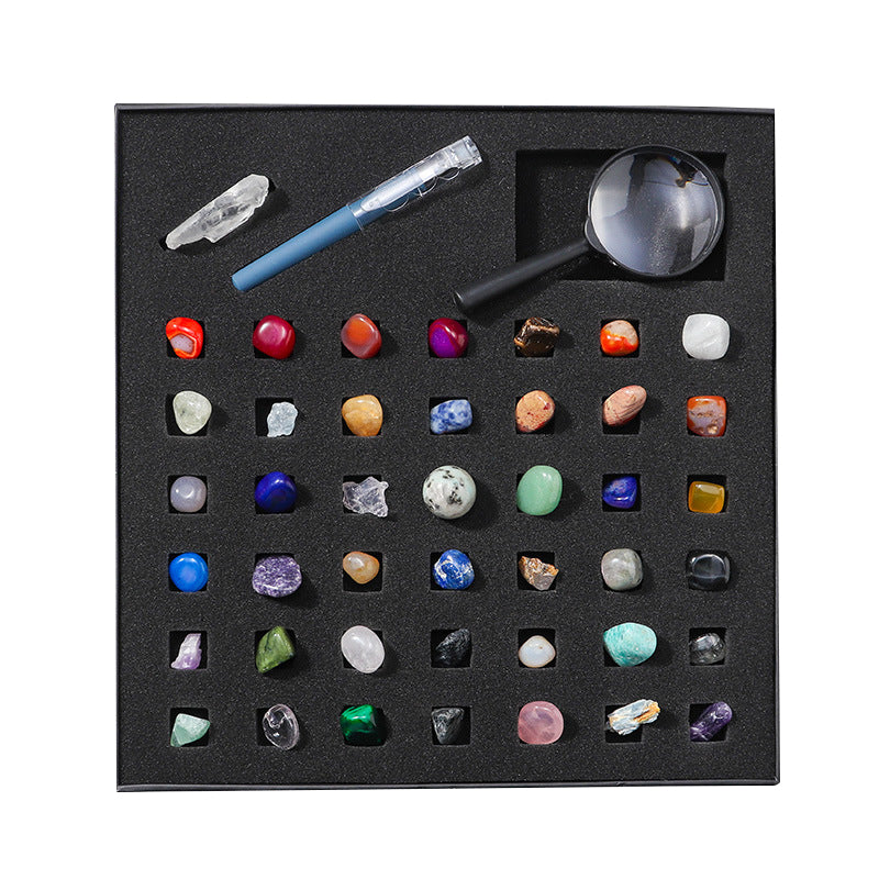 43-Piece Natural Mineral Specimen Collection Display Box