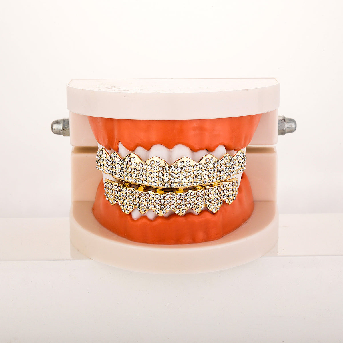 Gold Tooth Grillz Set — Full Iced-Out 8-Tooth Rhinestone