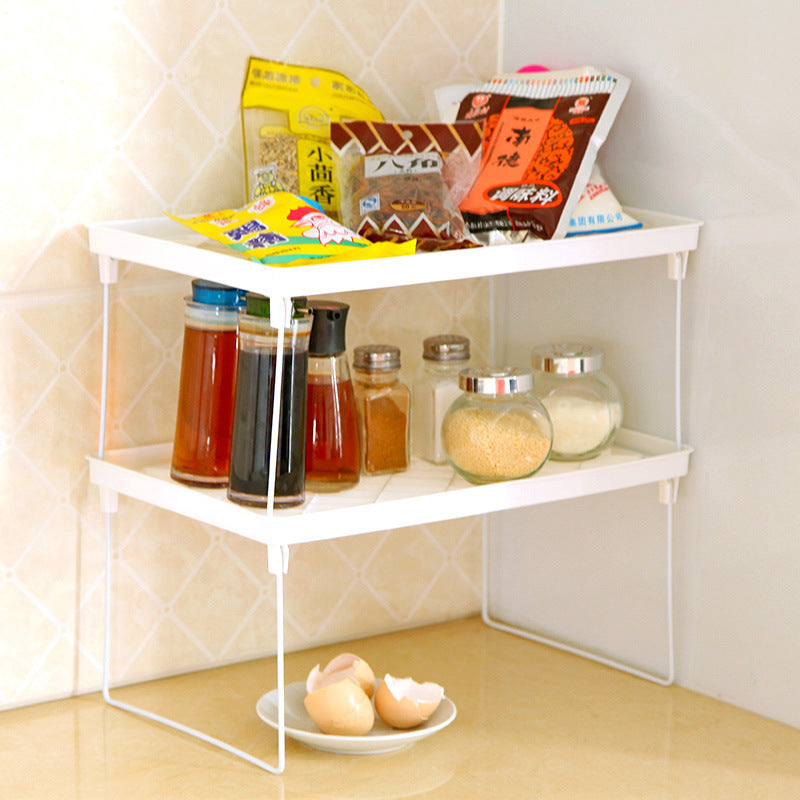 Foldable Two-Tier Kitchen Shelf Rack for Counter Space