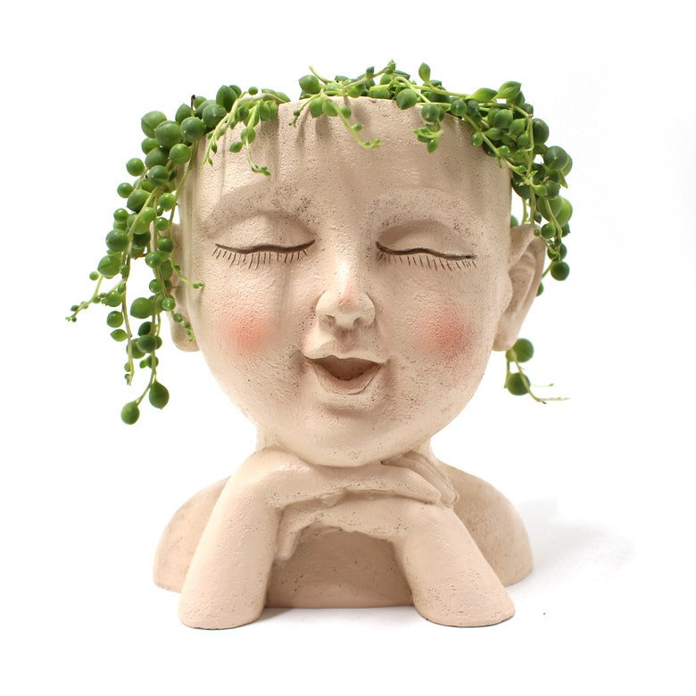 Resin Face Planter Pot for Succulents and Desk Decor