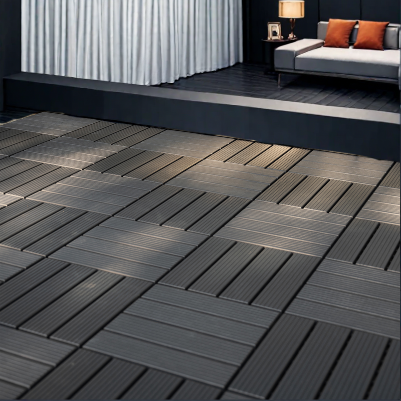 Waterproof Outdoor Deck Tiles, Interlocking Anti-Slip Set