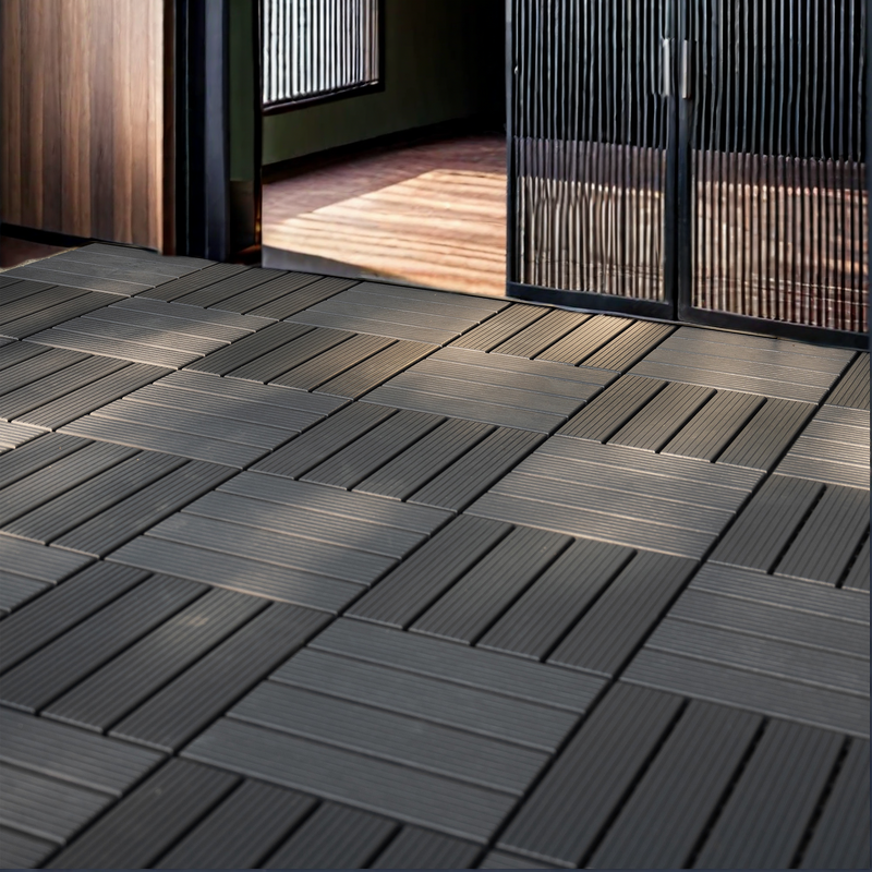 Waterproof Outdoor Deck Tiles, Interlocking Anti-Slip Set