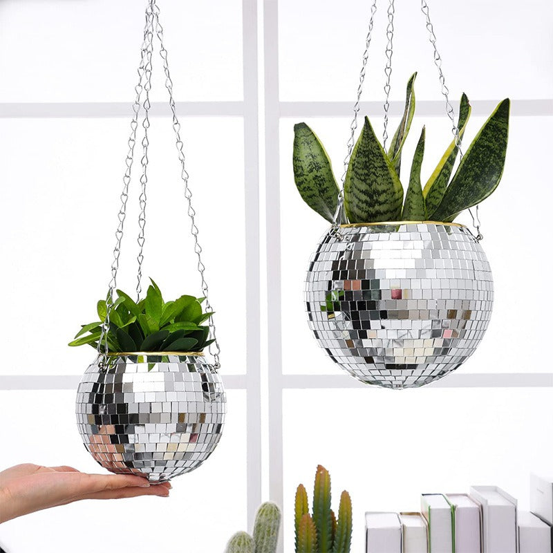 Disco Ball Planter Hanging Mirror Basket for Plants