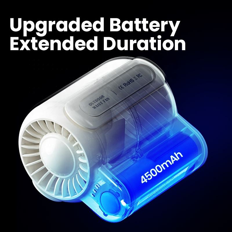 Hands-Free Waist Fan with 4500mAh Battery for Hiking