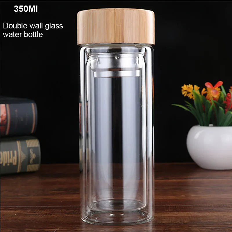 Glass Water Bottle with Tea Infuser 450ml Double Wall