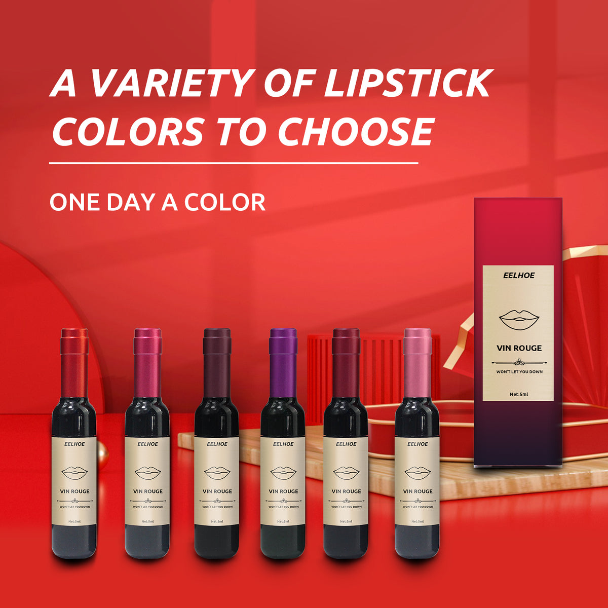 Lip Tint Long-Lasting Wine Red, Non-Stick Cup Color