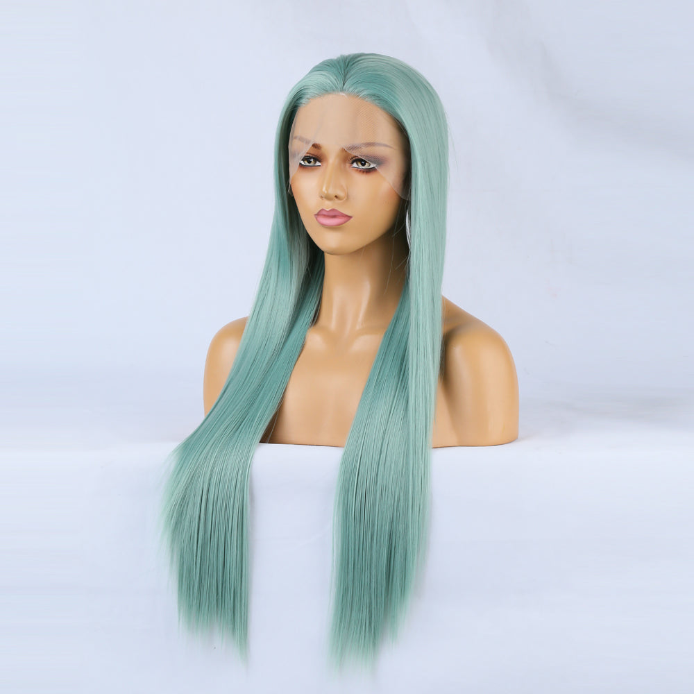 Lace Front Wig – Long Pastel Mint Synthetic Hairpiece