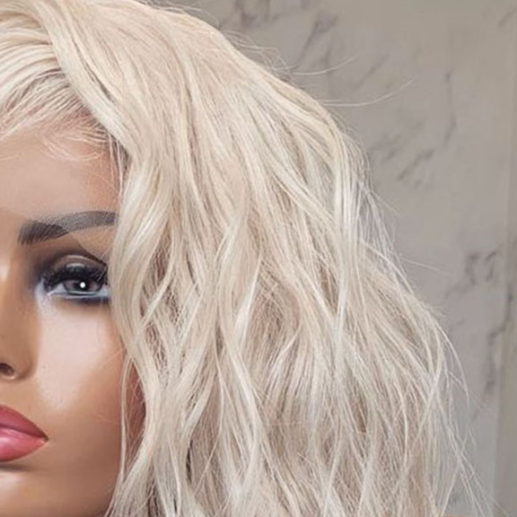 Platinum Blonde Bob Wig with Lace Front Waves