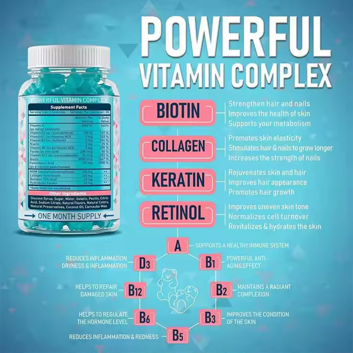 Collagen Hair Growth Biotin Gummies — Visibly Stronger Hair