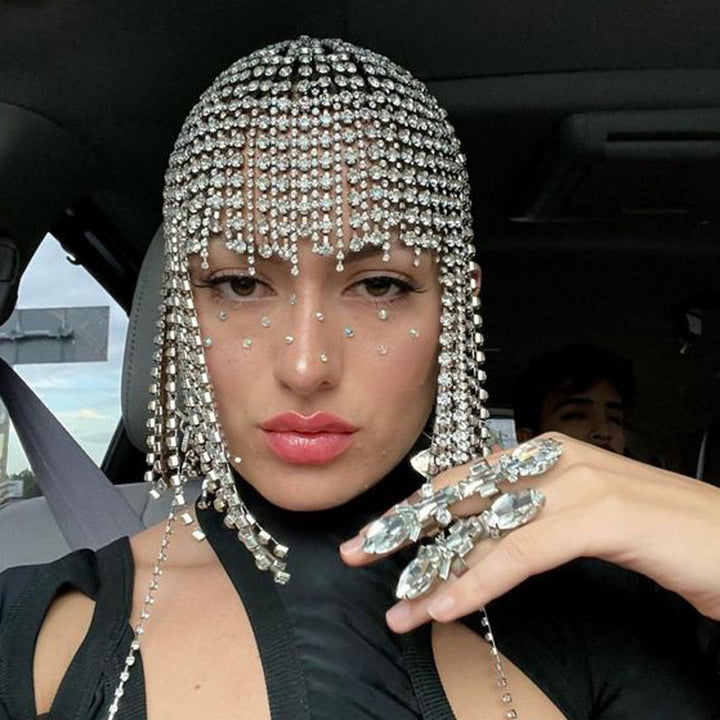 Rhinestone Hair Chain Headpiece for Dramatic Stage Sparkle
