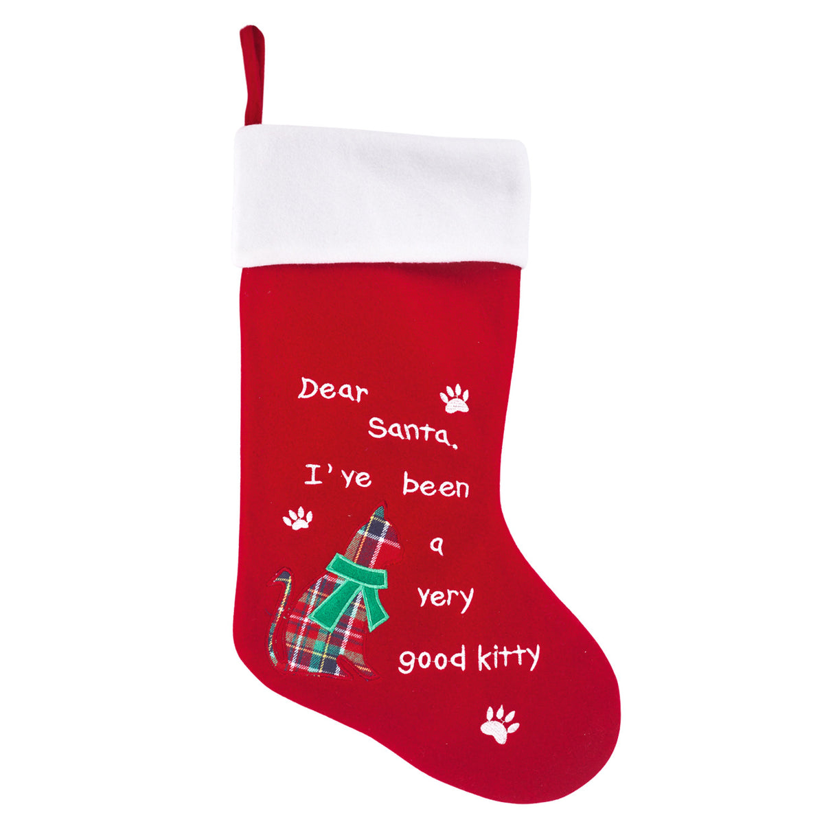 Pet Christmas Stocking Candy Gift Bag with Paw Print