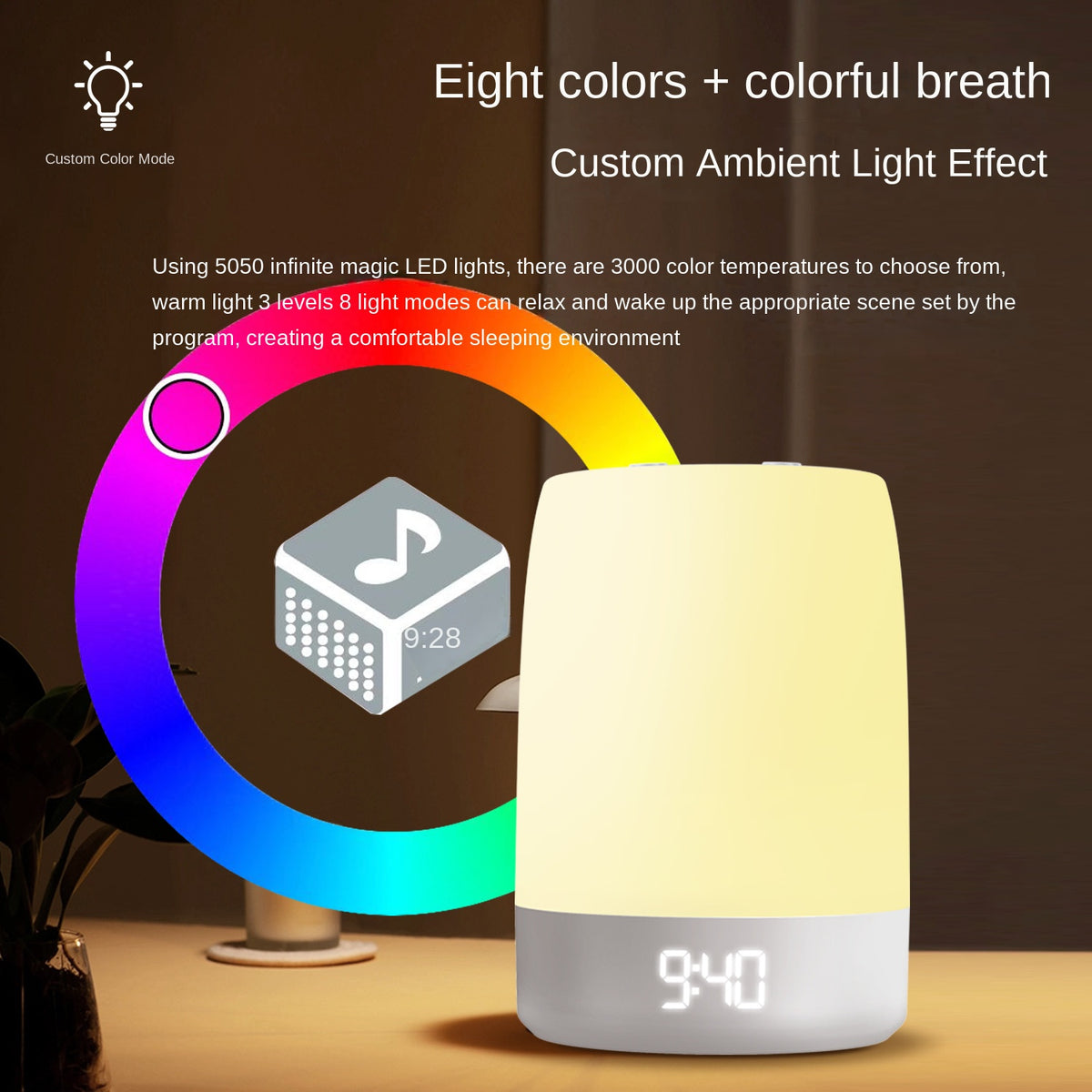 White Noise Sleep Machine with Warm Night Light & Timer