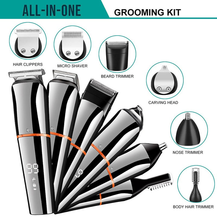 6-in-1 Hair Clippers Grooming Kit With LCD Display Cordless