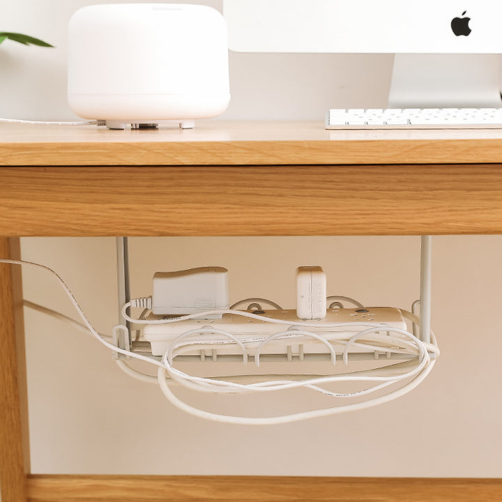 Under-Desk Power Strip Rack and Cord Organizer Shelf