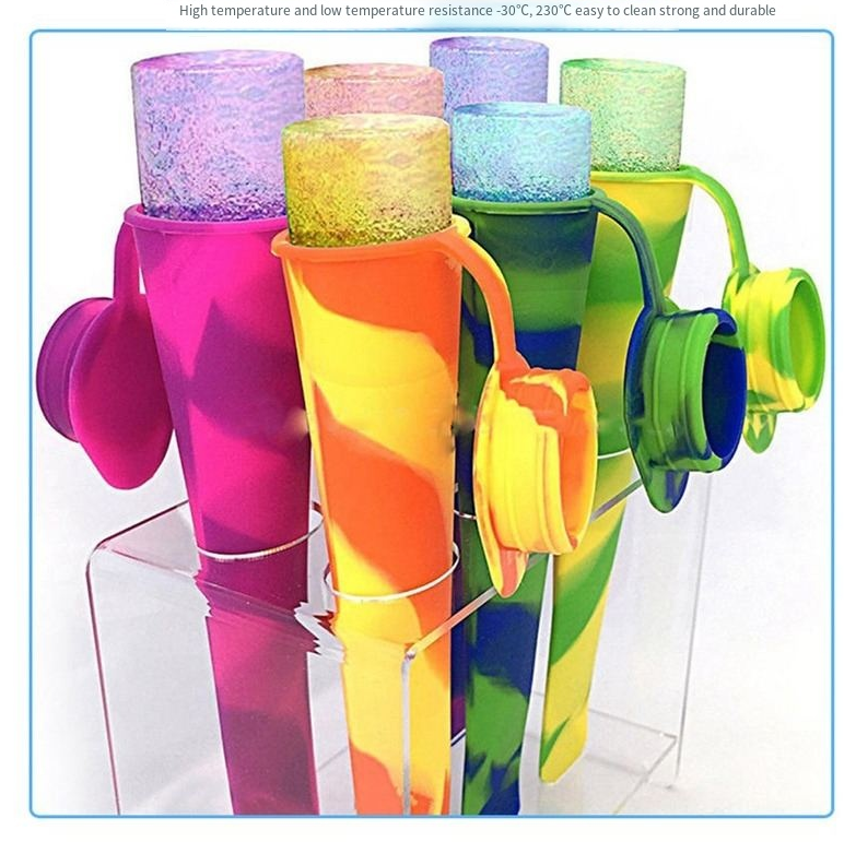Reusable Silicone Popsicle Molds with Lids, Set of 6
