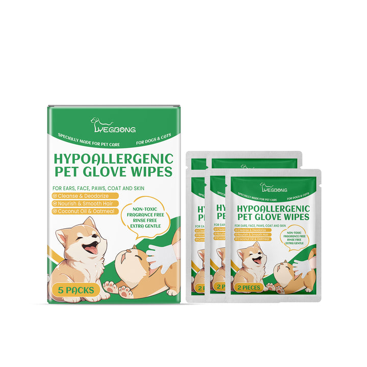 Pet Glove Wipes for Gentle Rinse-Free Daily Cleaning