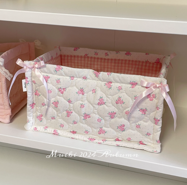 Quilted Storage Basket for Desk and Shelf Organizing