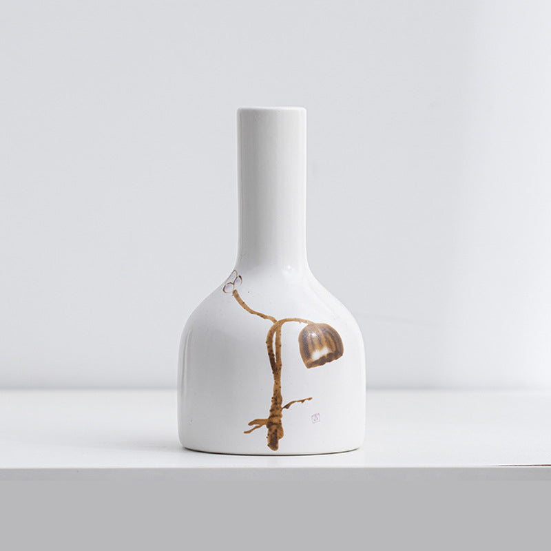 Hand-Painted Ceramic Vase for Desk and Shelf Decor