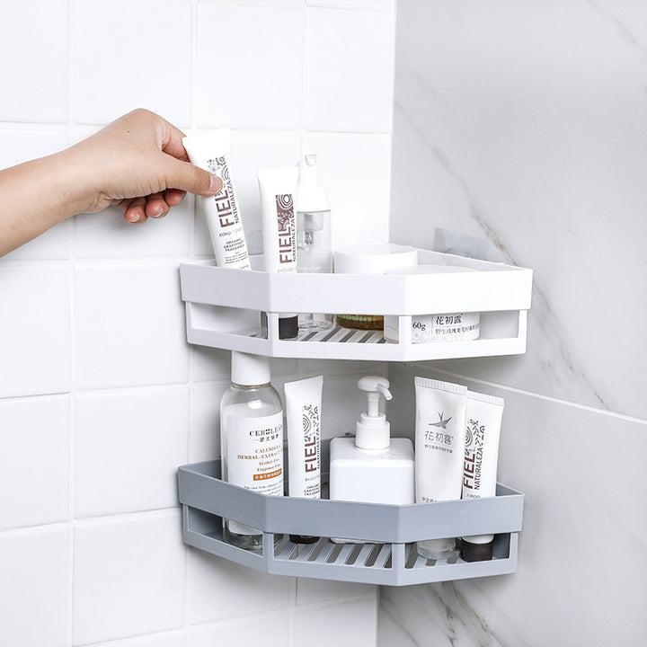 No Drill Corner Shower Caddy for Tile Bathroom Storage