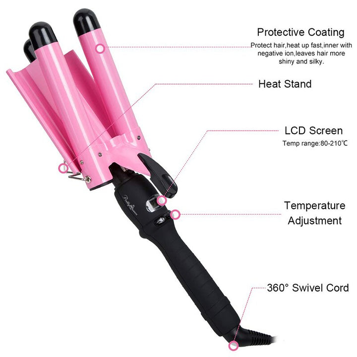 Triple Barrel Hair Waver for Glossy, Voluminous Waves