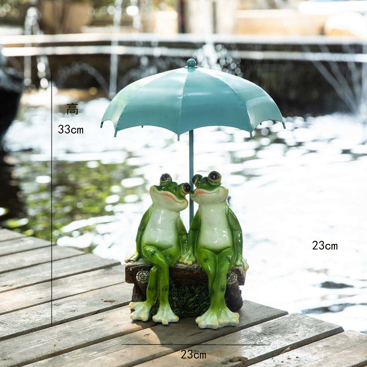 Garden Frog Statue Set with Umbrella for Balconies