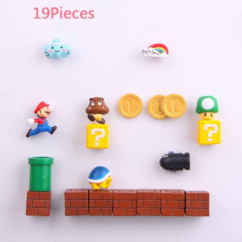 Super Mario Fridge Magnets: 8-Piece 3D Resin Decor Set