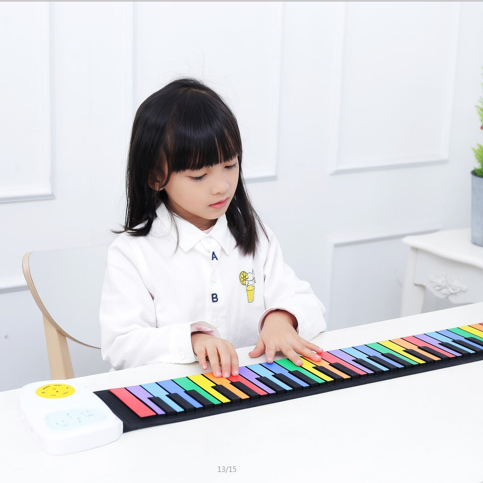49-Key Rainbow Roll-Up Piano for Kids, Waterproof Silicone