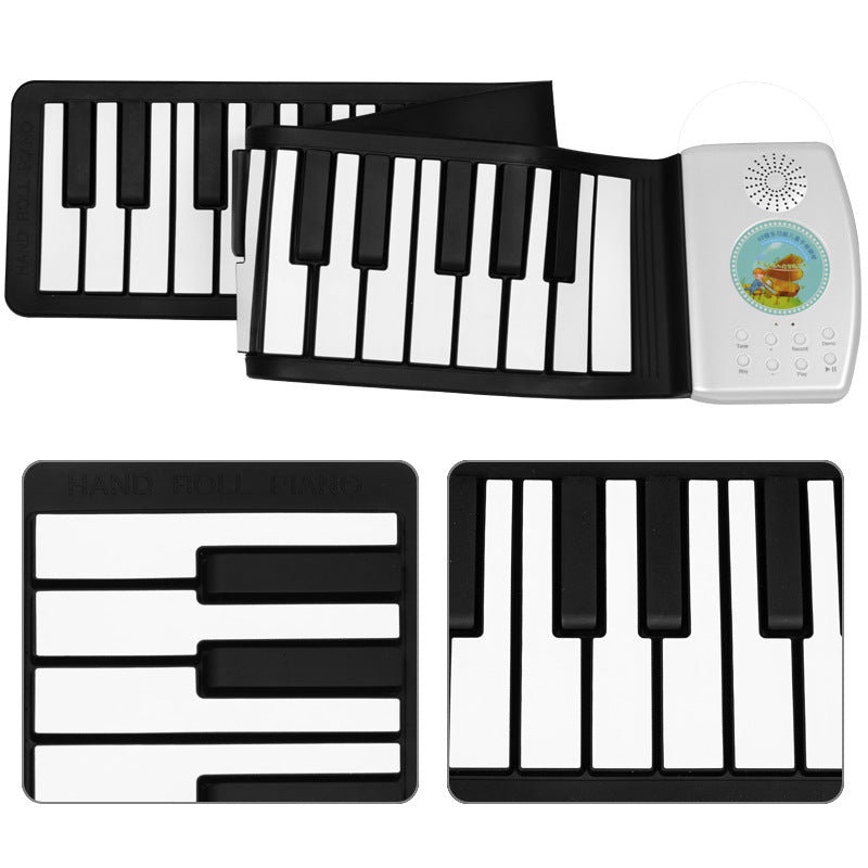 49-Key Rainbow Roll-Up Piano for Kids, Waterproof Silicone