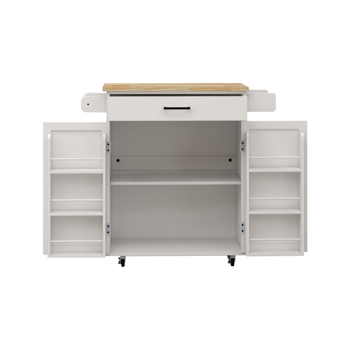 Rolling Kitchen Island Cart with Door Racks & Drawer