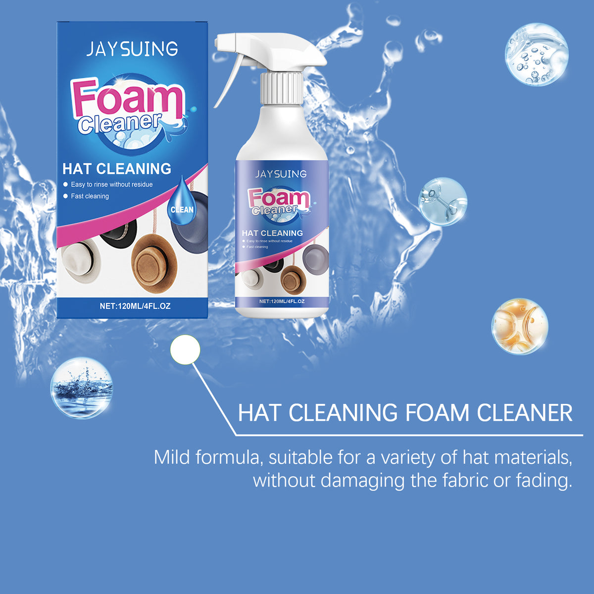 Hat Foam Cleaner for Quick, Gentle No-Wash Cleaning