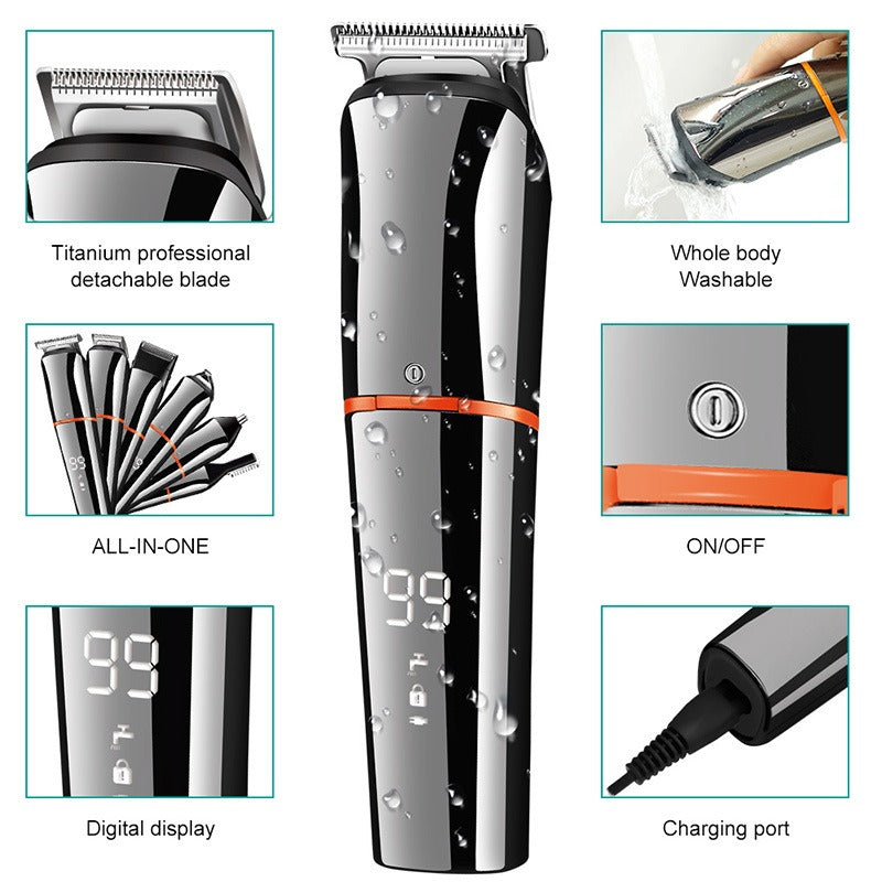 6-in-1 Hair Clippers Grooming Kit With LCD Display Cordless