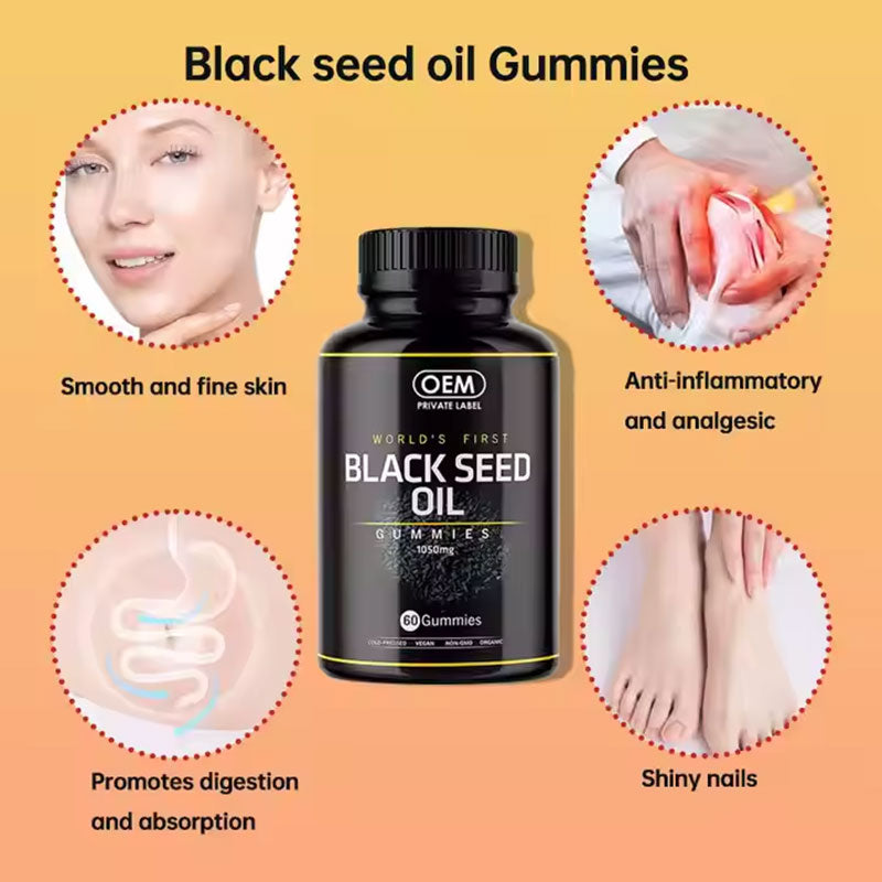 Black Seed Oil Gummies – Radiant Hair & Skin, Vegan 1050mg