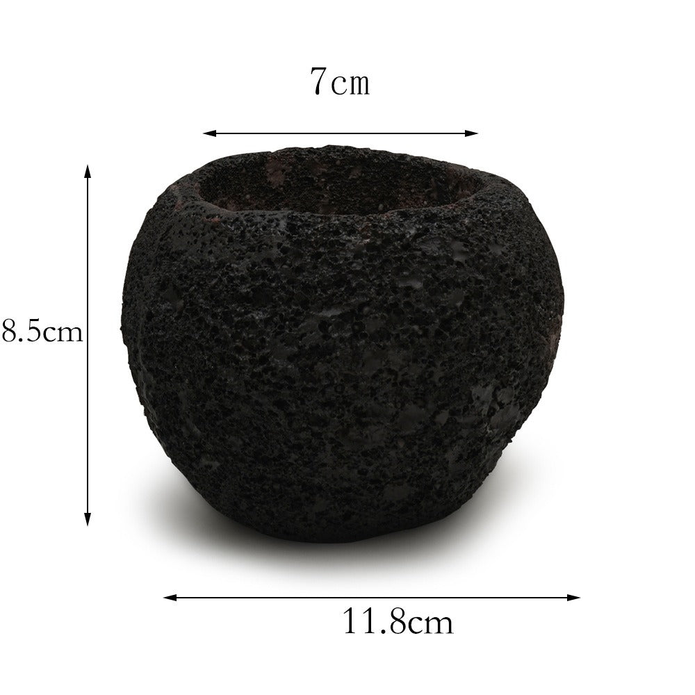 Volcanic Stone Planter Pot for Desk and Shelf Decor