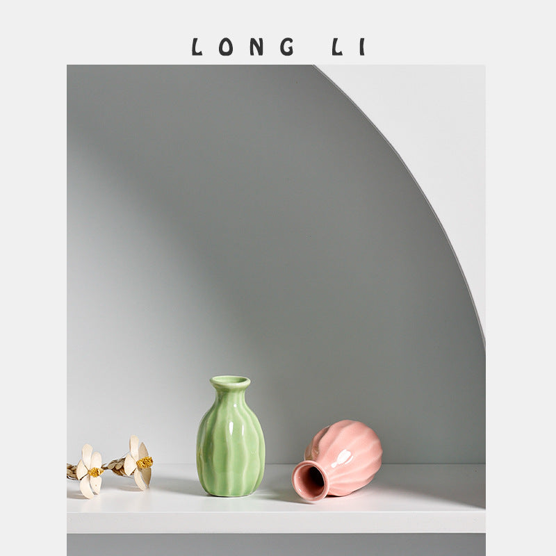 Pastel Glazed Ceramic Mini Vase for Small Spaces Decor