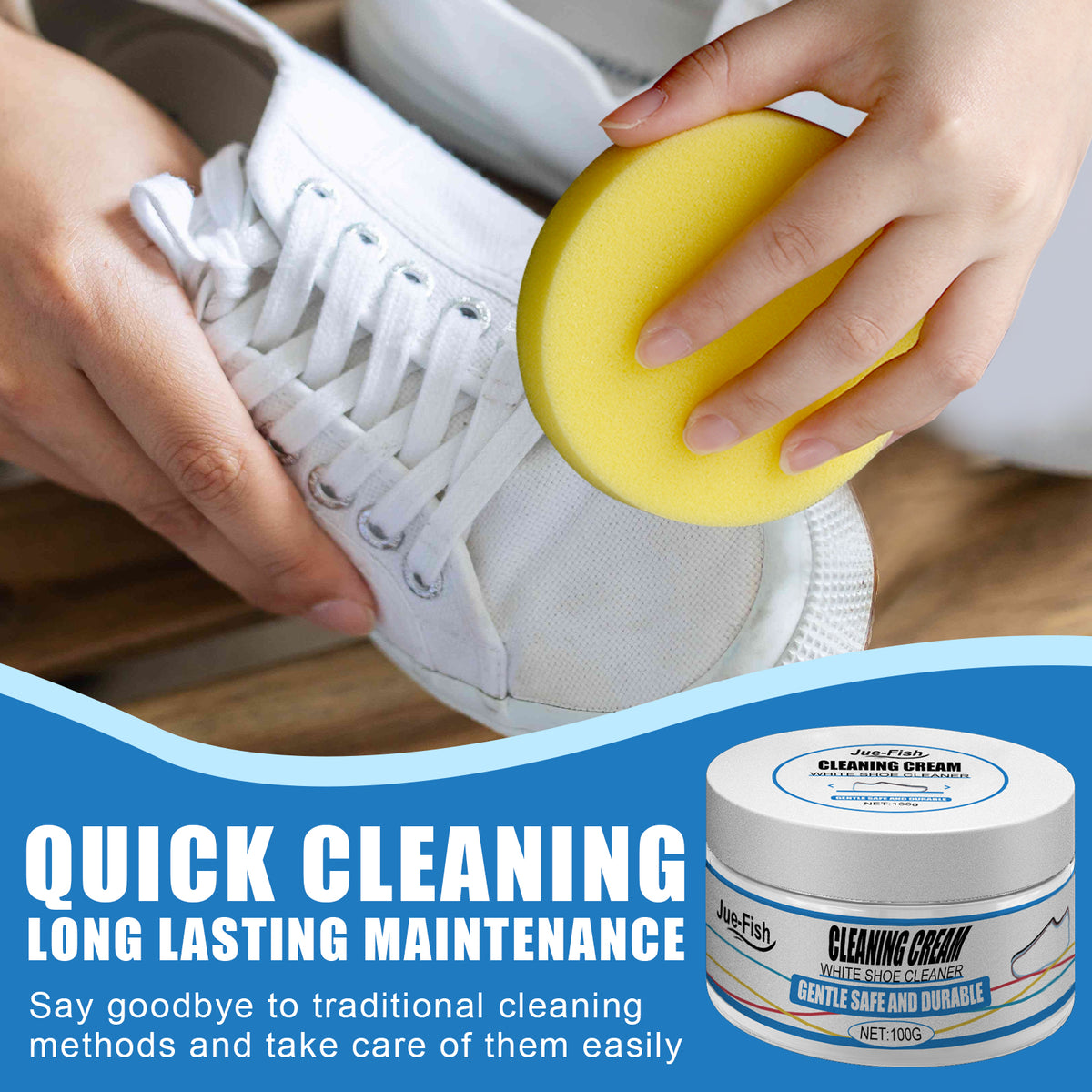White Shoe Cleaner Cream for Quick, Water-Free Care
