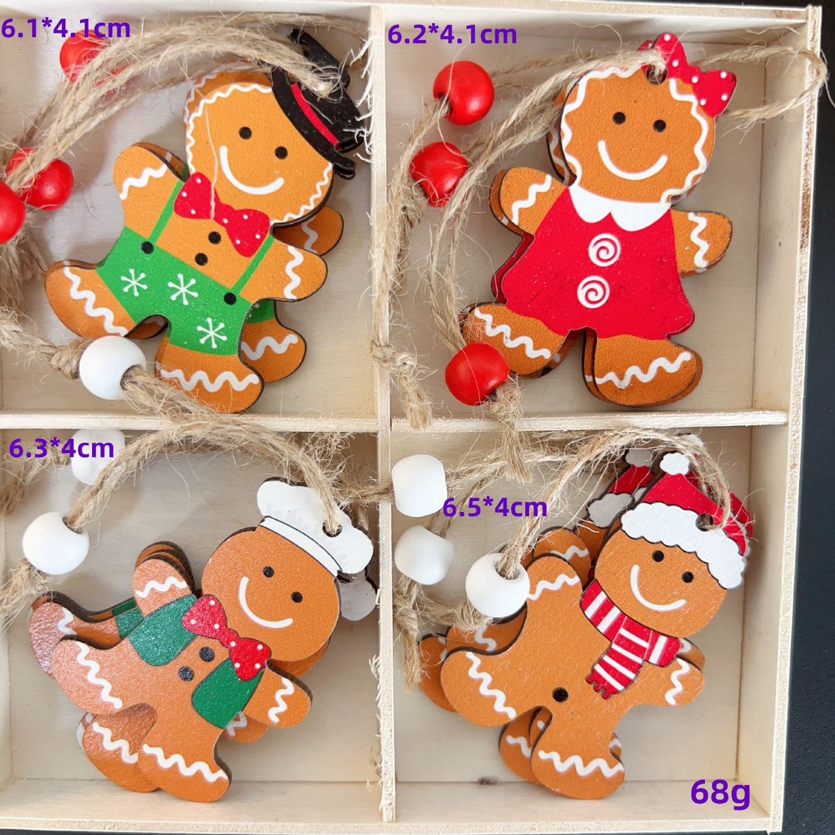 Wooden Gingerbread Ornaments for Rustic Christmas Decor