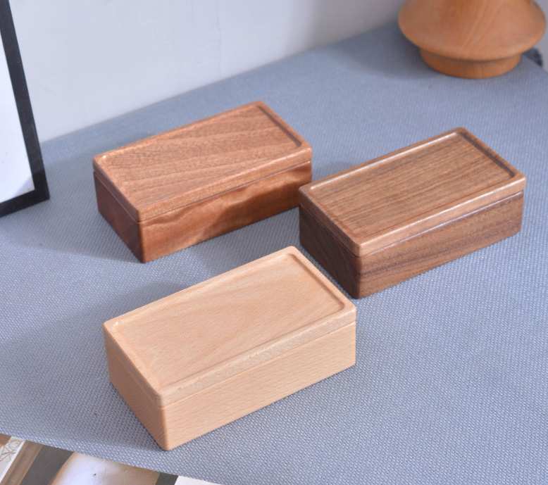 Solid Wood Jewelry Box for Earrings, Necklaces & Rings