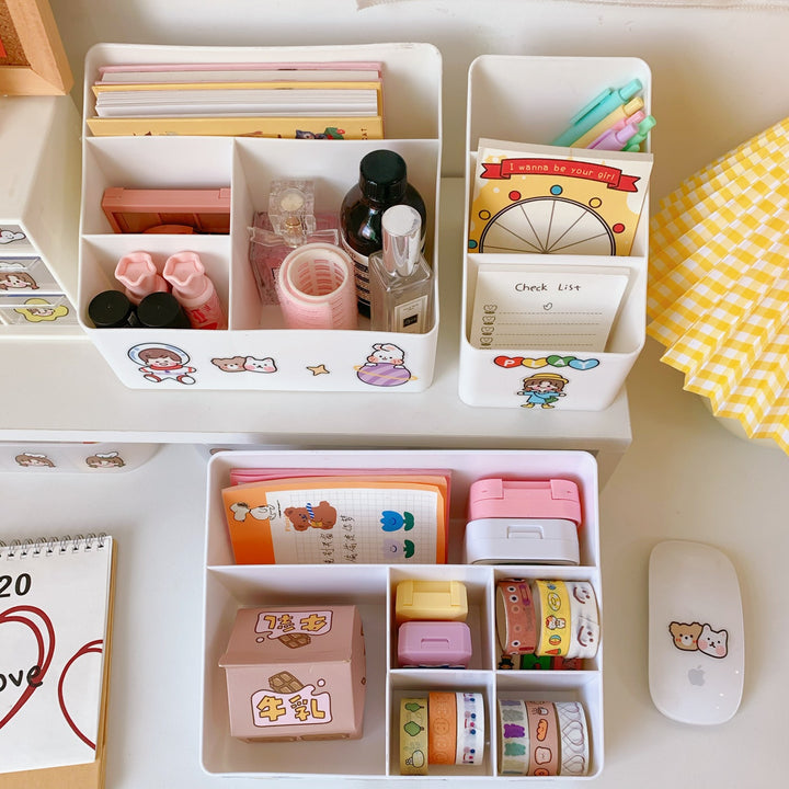 Desktop Makeup Organizer Box for Dorm Desk Storage